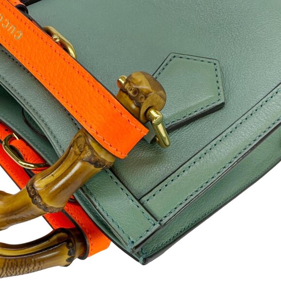 Gucci  Diana Bamboo Mini Leather Tote Bag Green 655661 - Picture 6 of 15